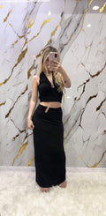 Coordinato pdk top e gonna lunga in tessuto elasticizzato