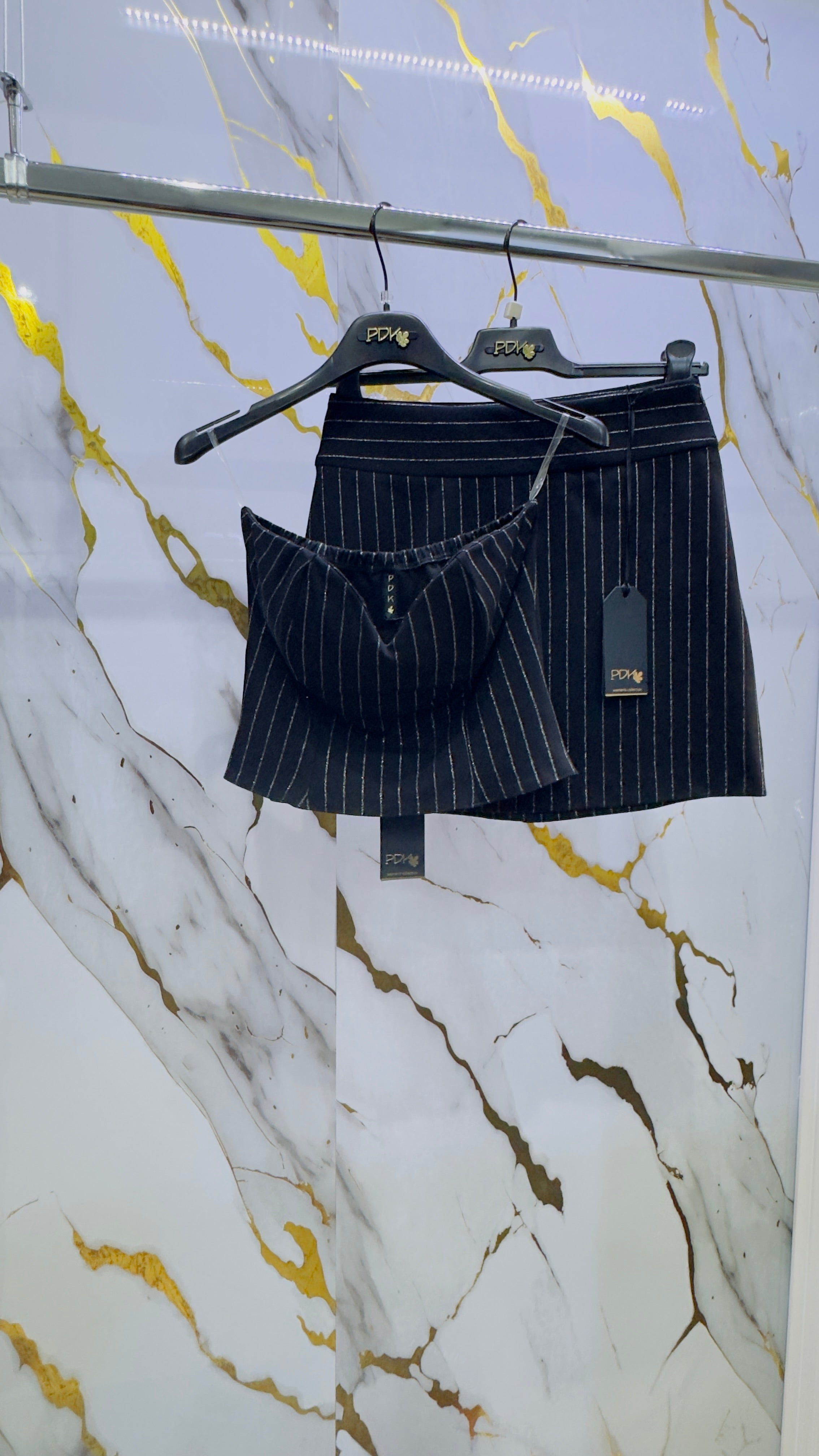 Coordinato gessato Pdk gonna e top elasticizzato