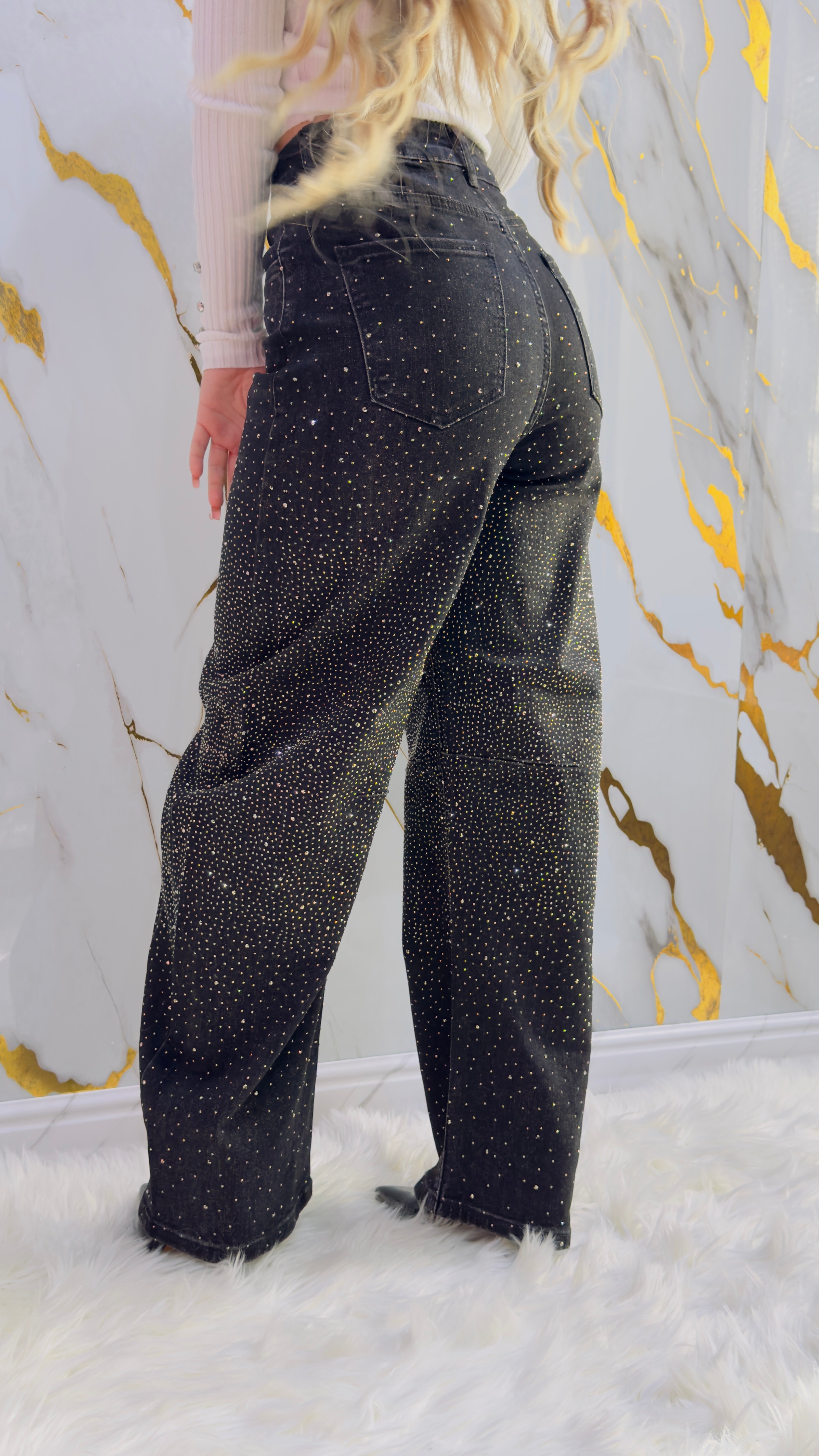 Jeans balloon Top elasticizzato con applicazioni