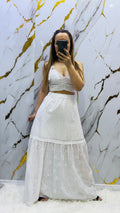 Coordinato gonna lunga e top Sarah Chole in pizzo San gallo totalmente in cotone