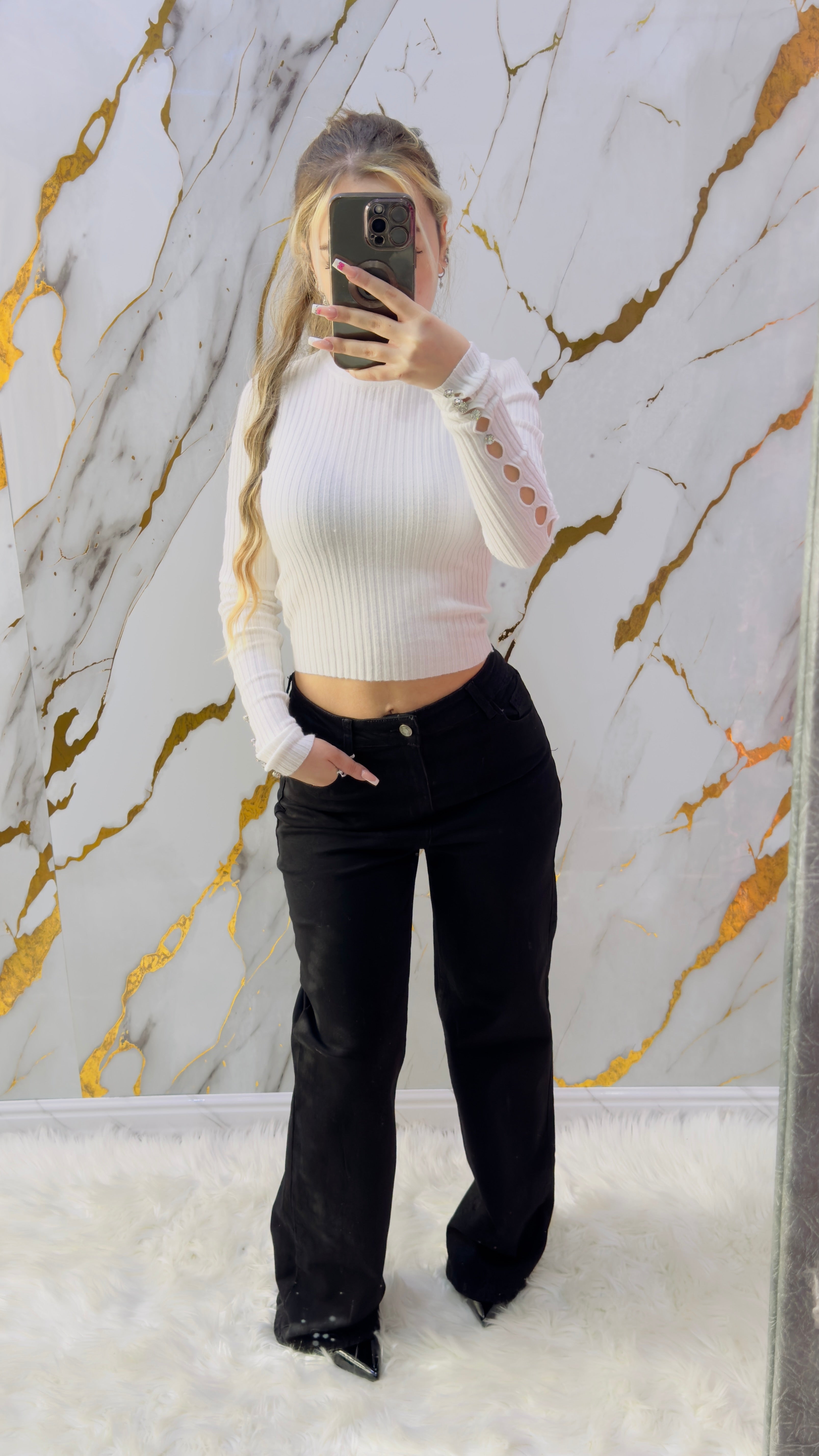 Jeans a palazzo Isi elasticizzato nero