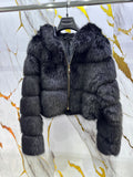 Pelliccia corta con fasce in pelle Sarah Chole