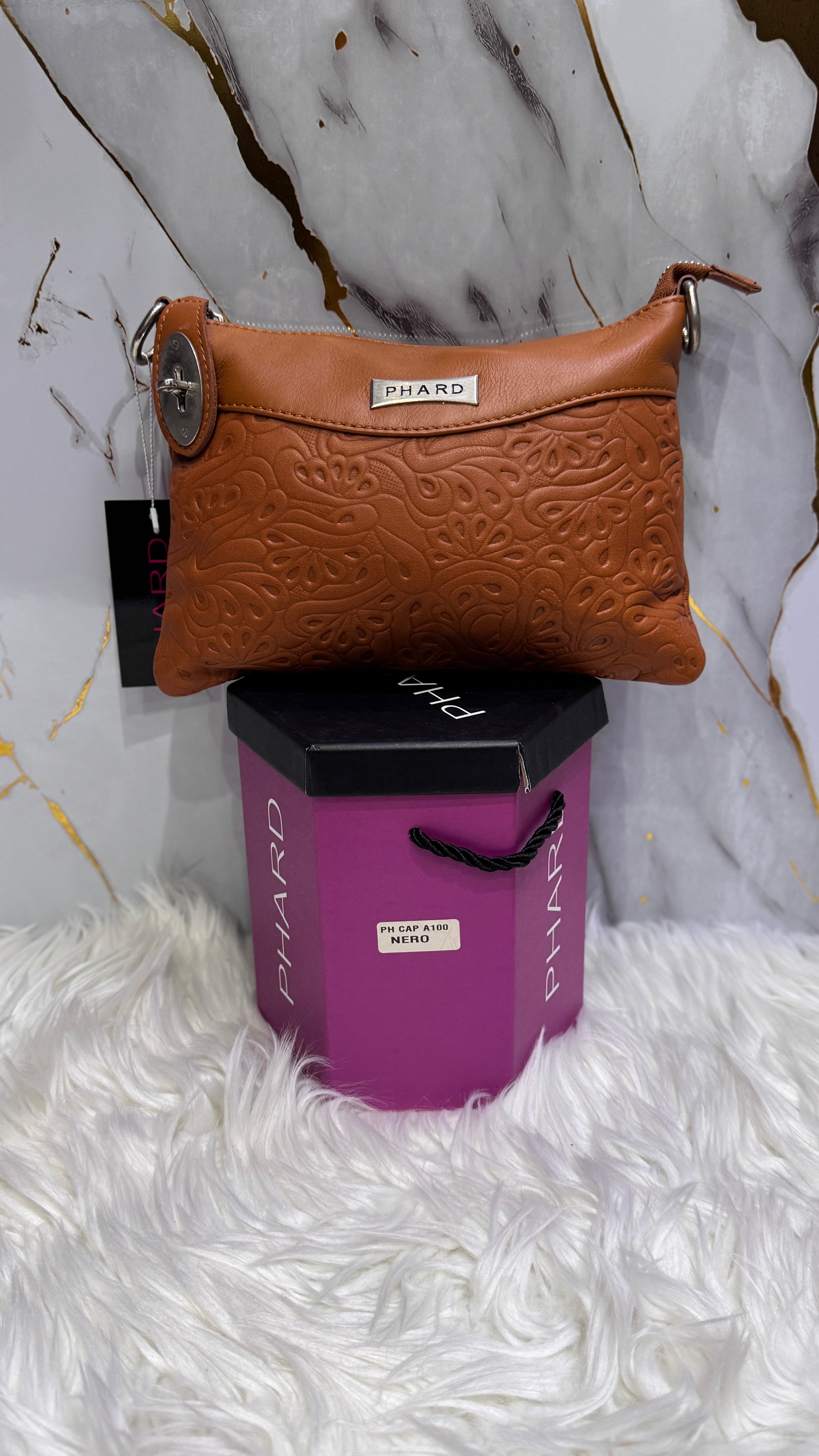 Borsa Phard in vera pelle stampata misura piccola