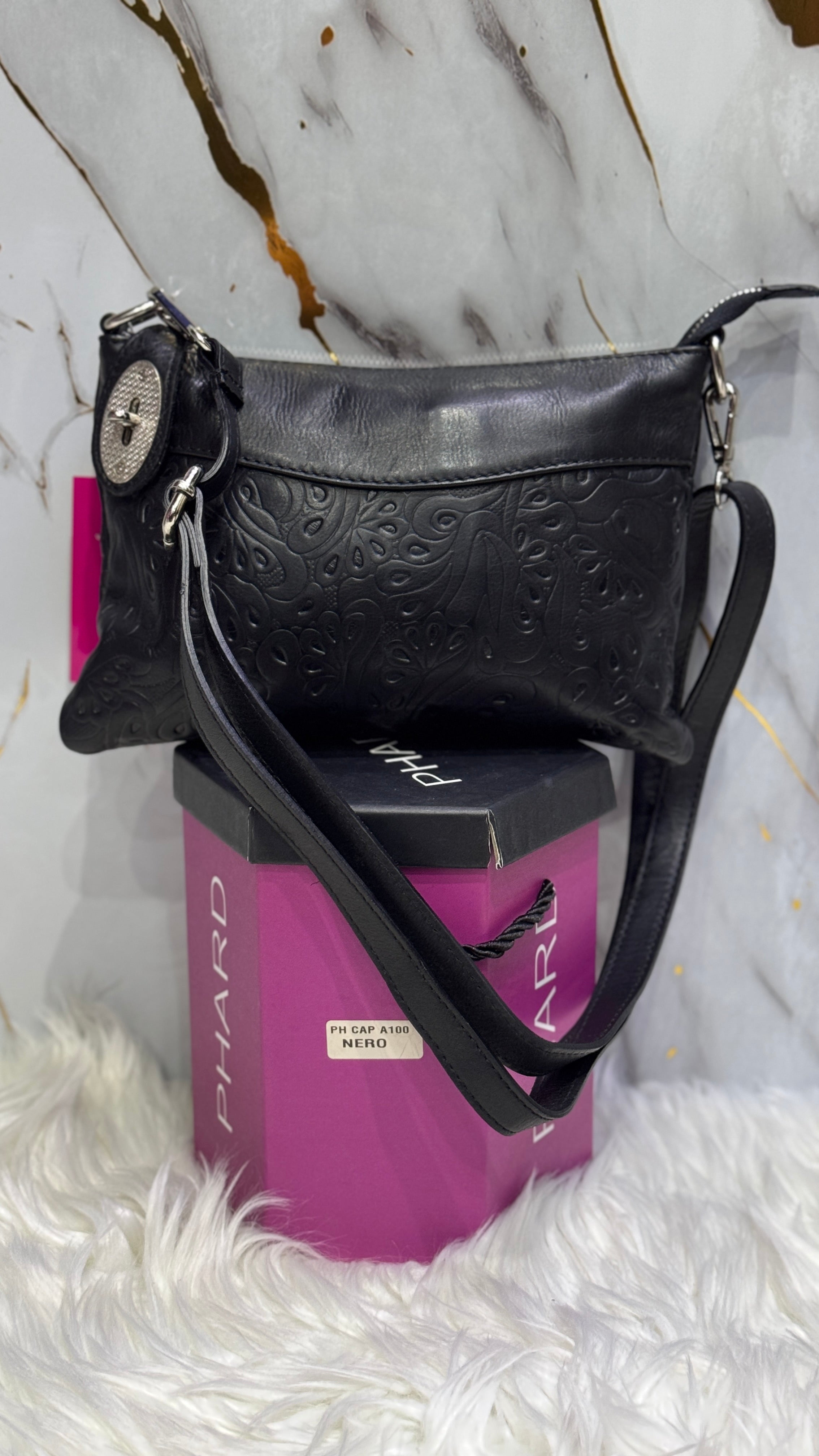 Borsa Phard in vera pelle stampata misura piccola