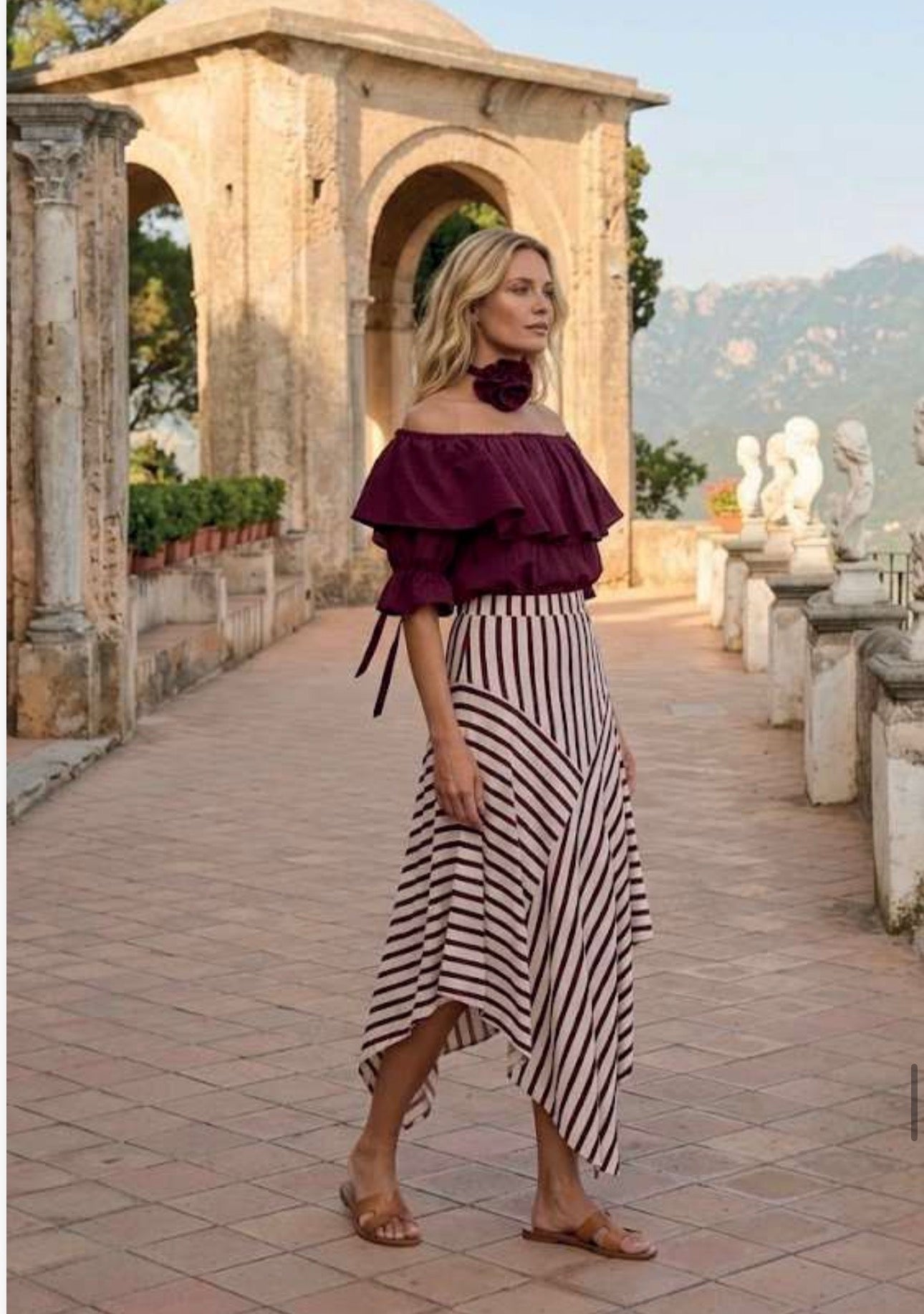 Coordinato Pdk amarena gonna e blusa con laccetto