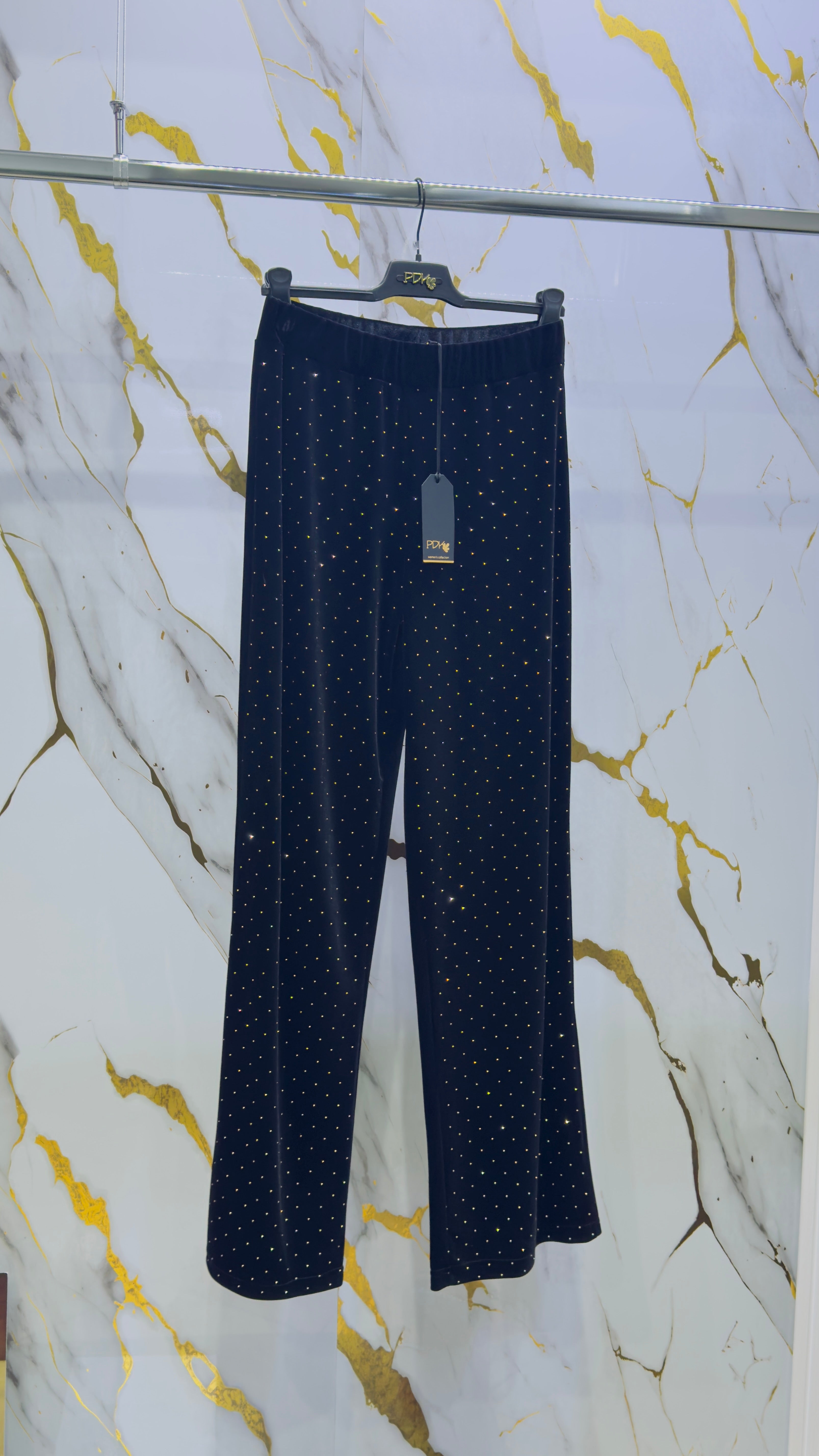 Pantalone in velluto a palazzo Pdk con applicazioni