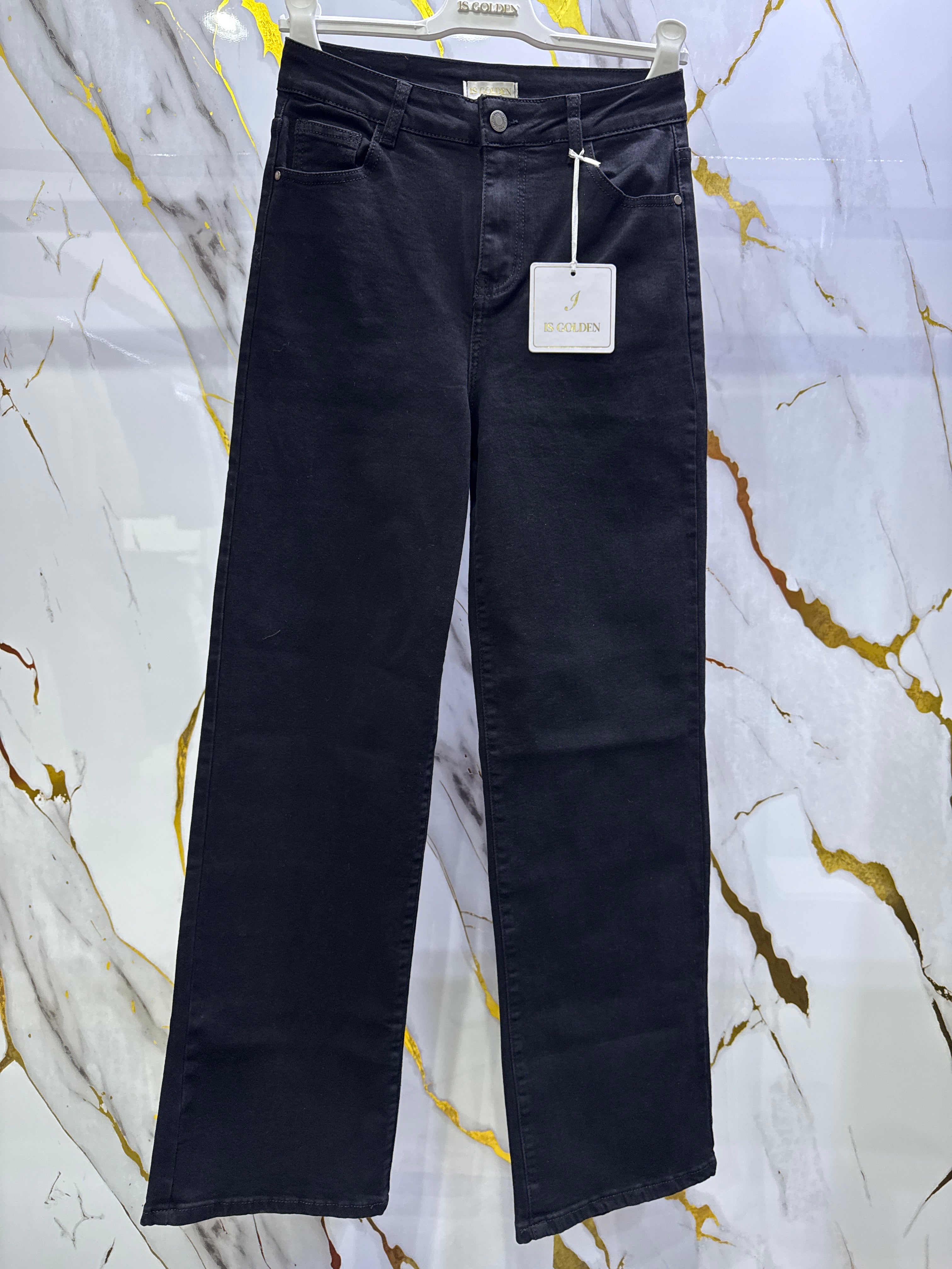 Jeans Isi nero elasticizzato a palazzo