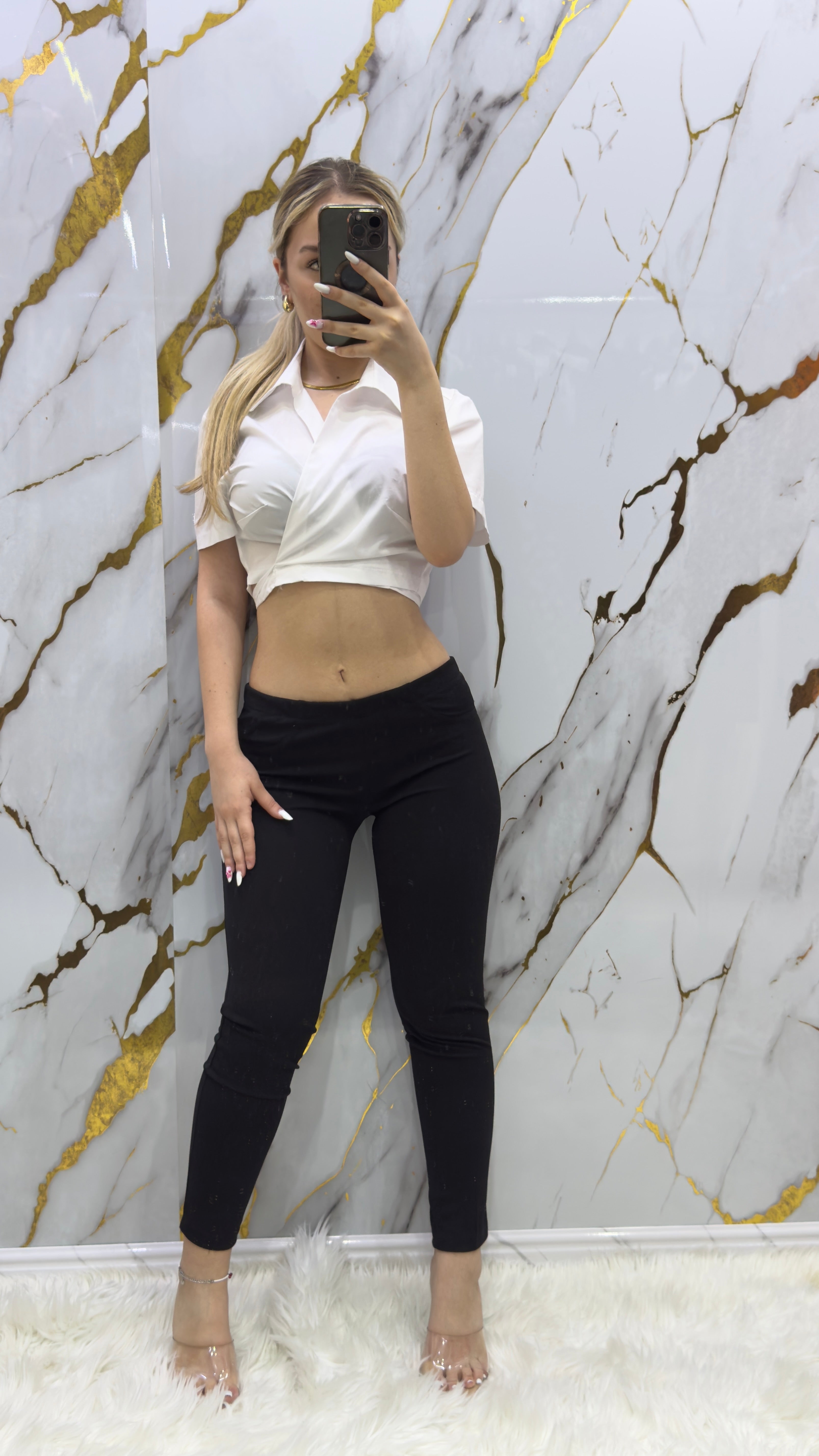Pantalone Pdk elasticizzato taglio Capri