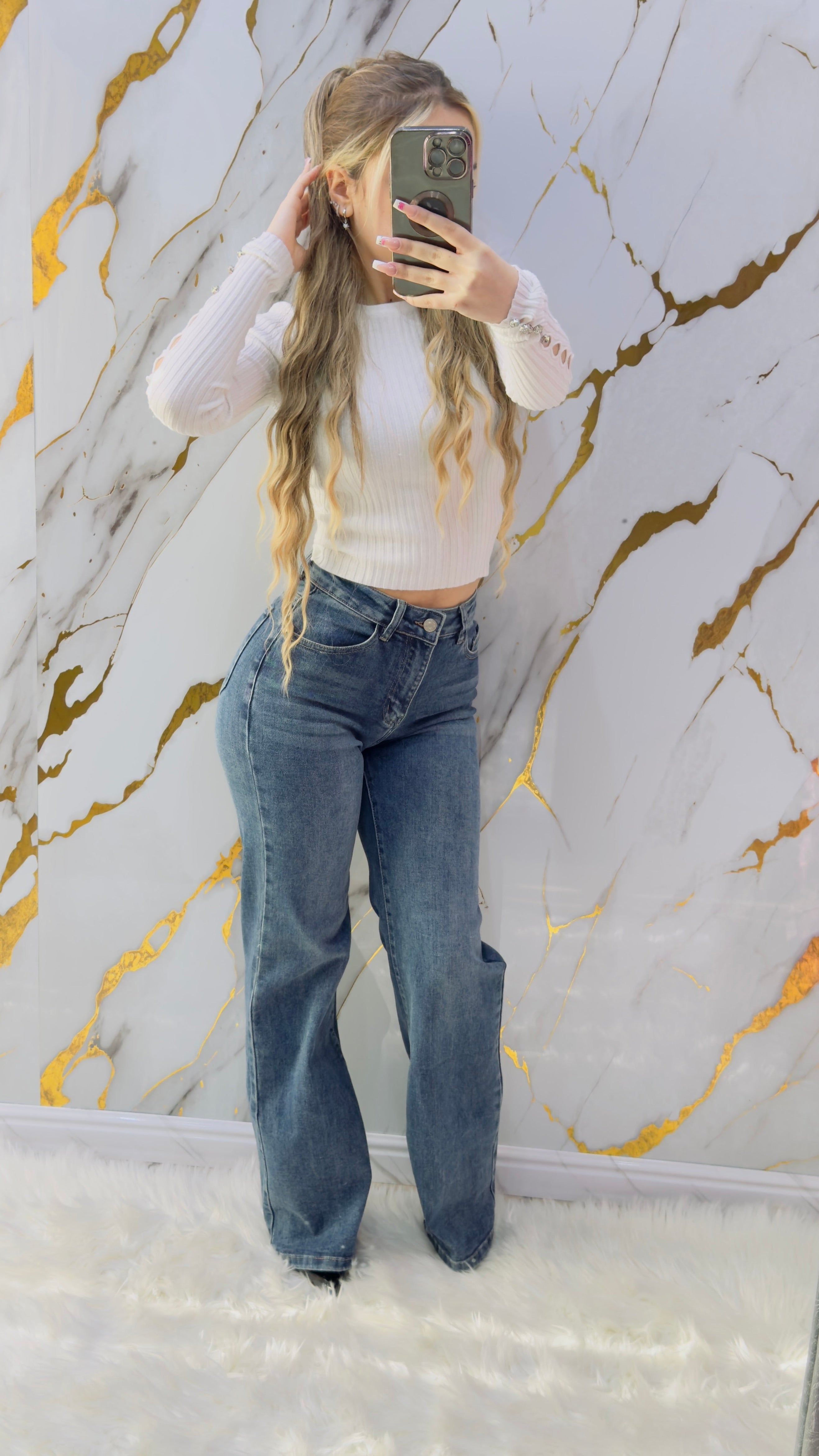 Jeans a palazzo elasticizzato