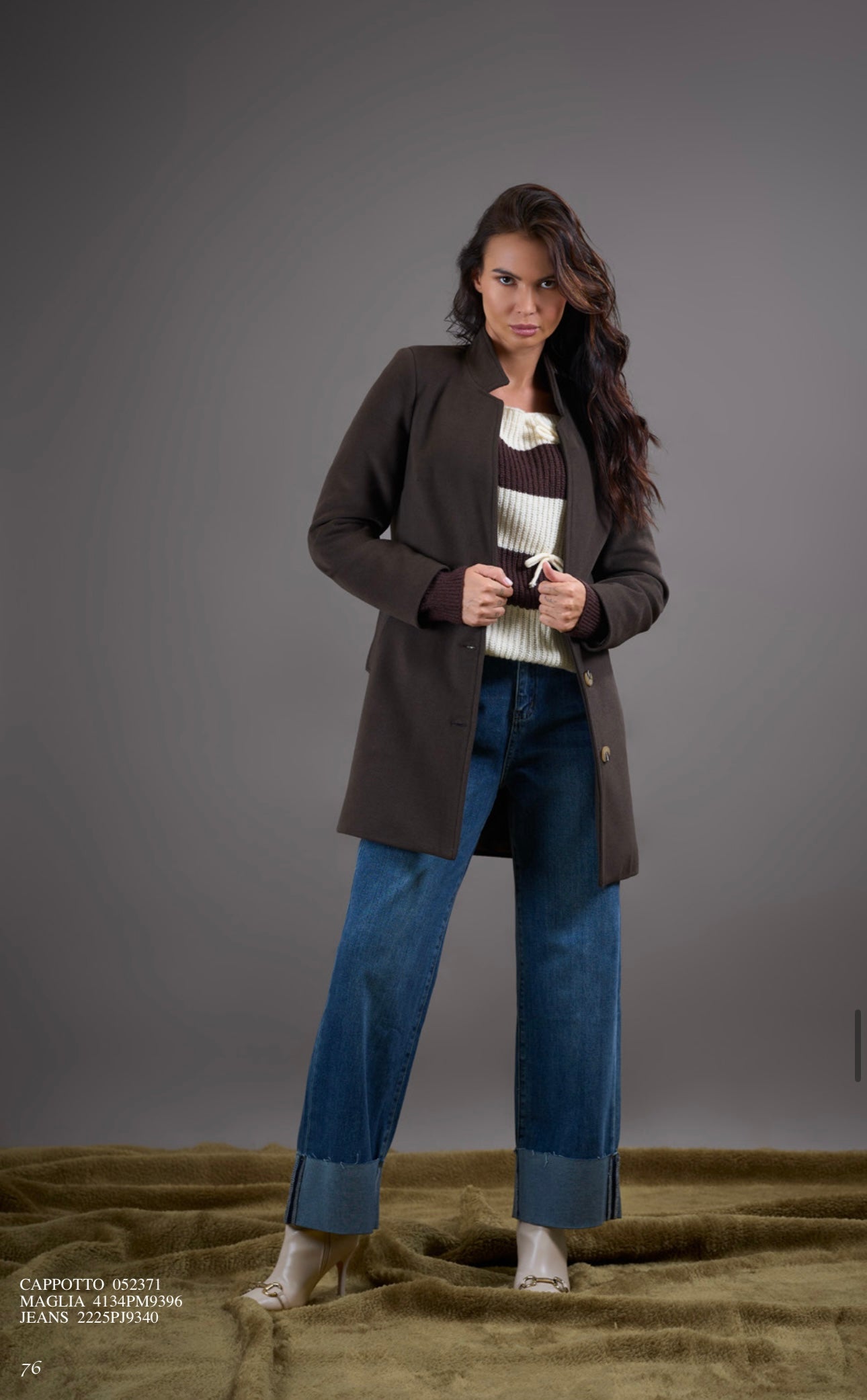 Cappotto Pdk tessuto morbido monopetto moro