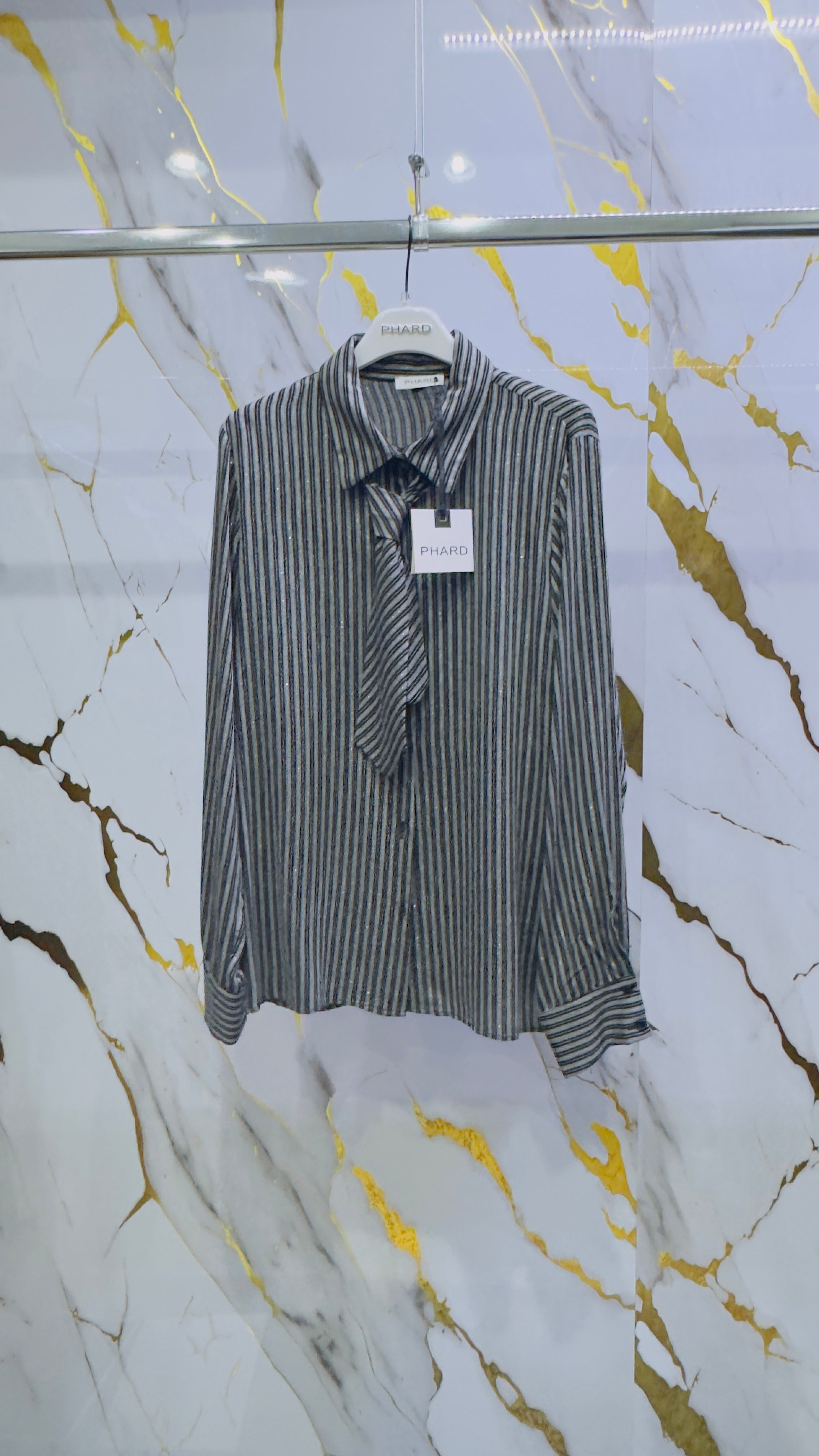 Camicia Phard grigio con righe tessuto Lurex