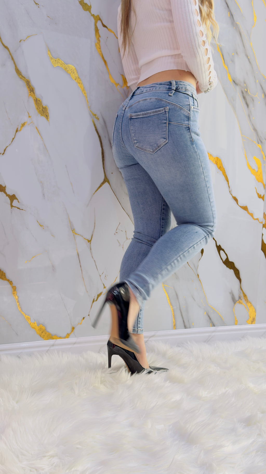 Jeans skinny top push up elasticizzato blu chiaro