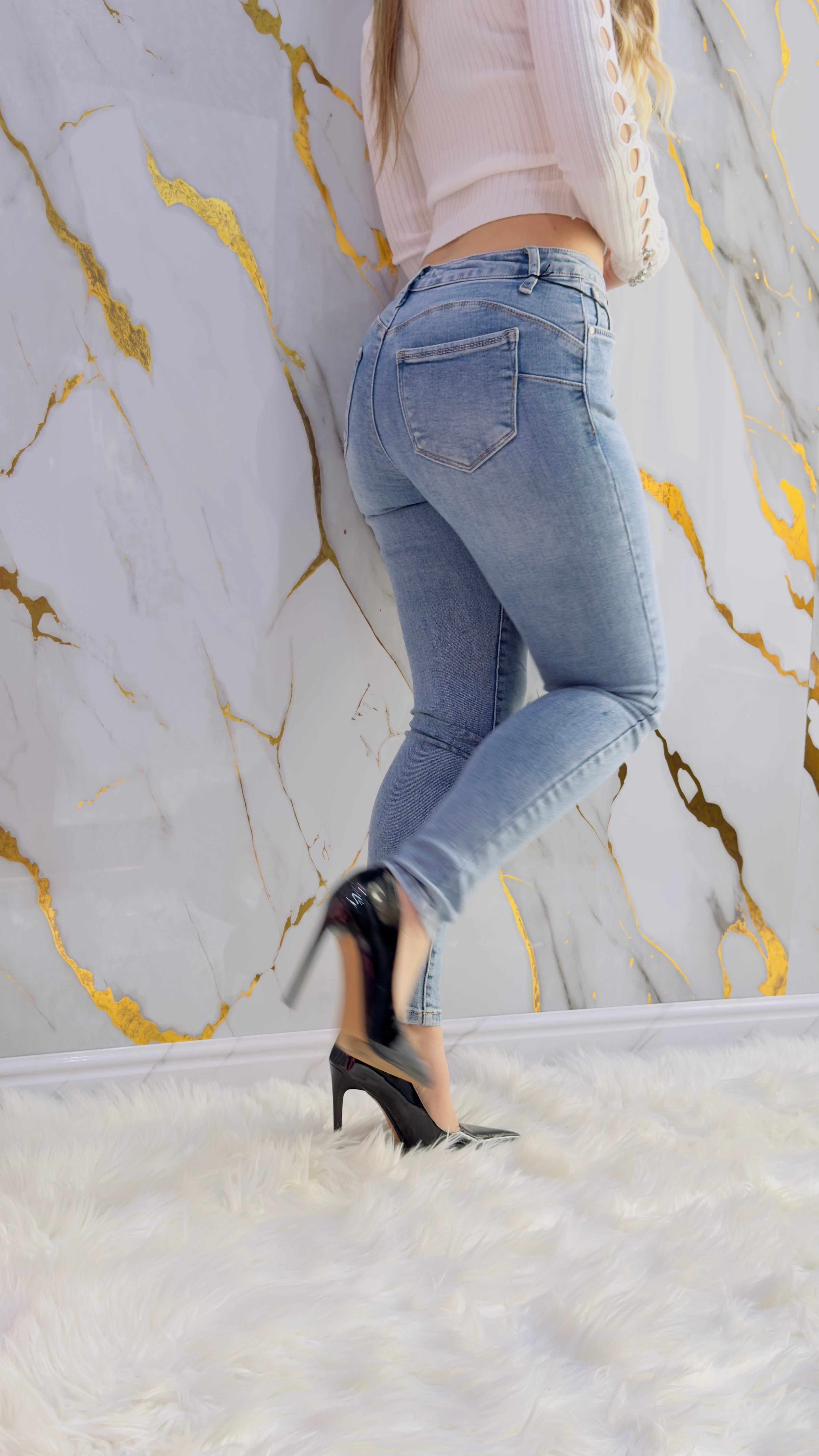 Jeans skinny top push up elasticizzato blu chiaro