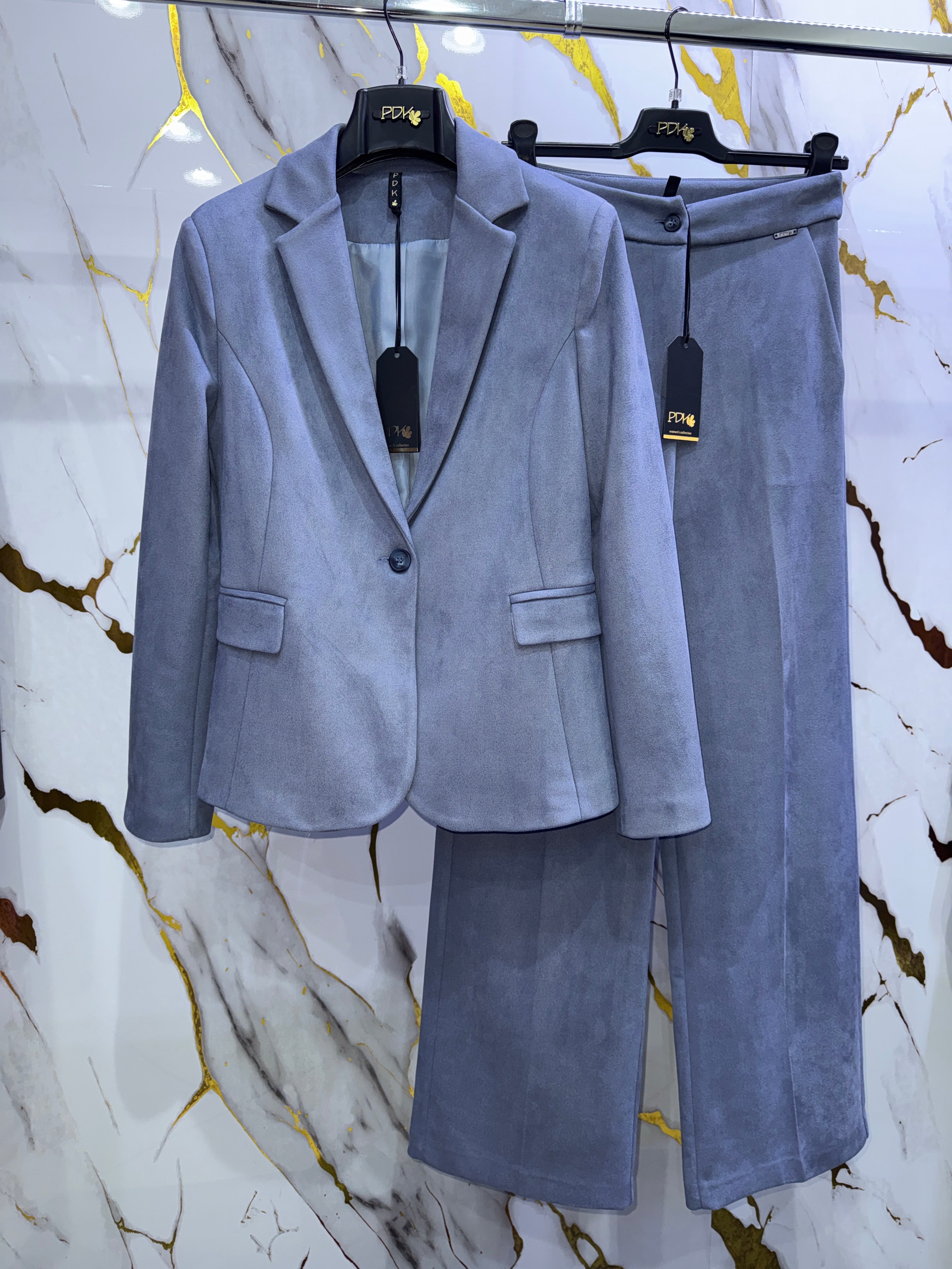 Tailleur in velluto elasticizzato Pdk  color polvere