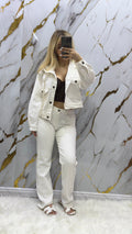 Pantalone jeans Pdk bianco a palazzo  elasticizzato