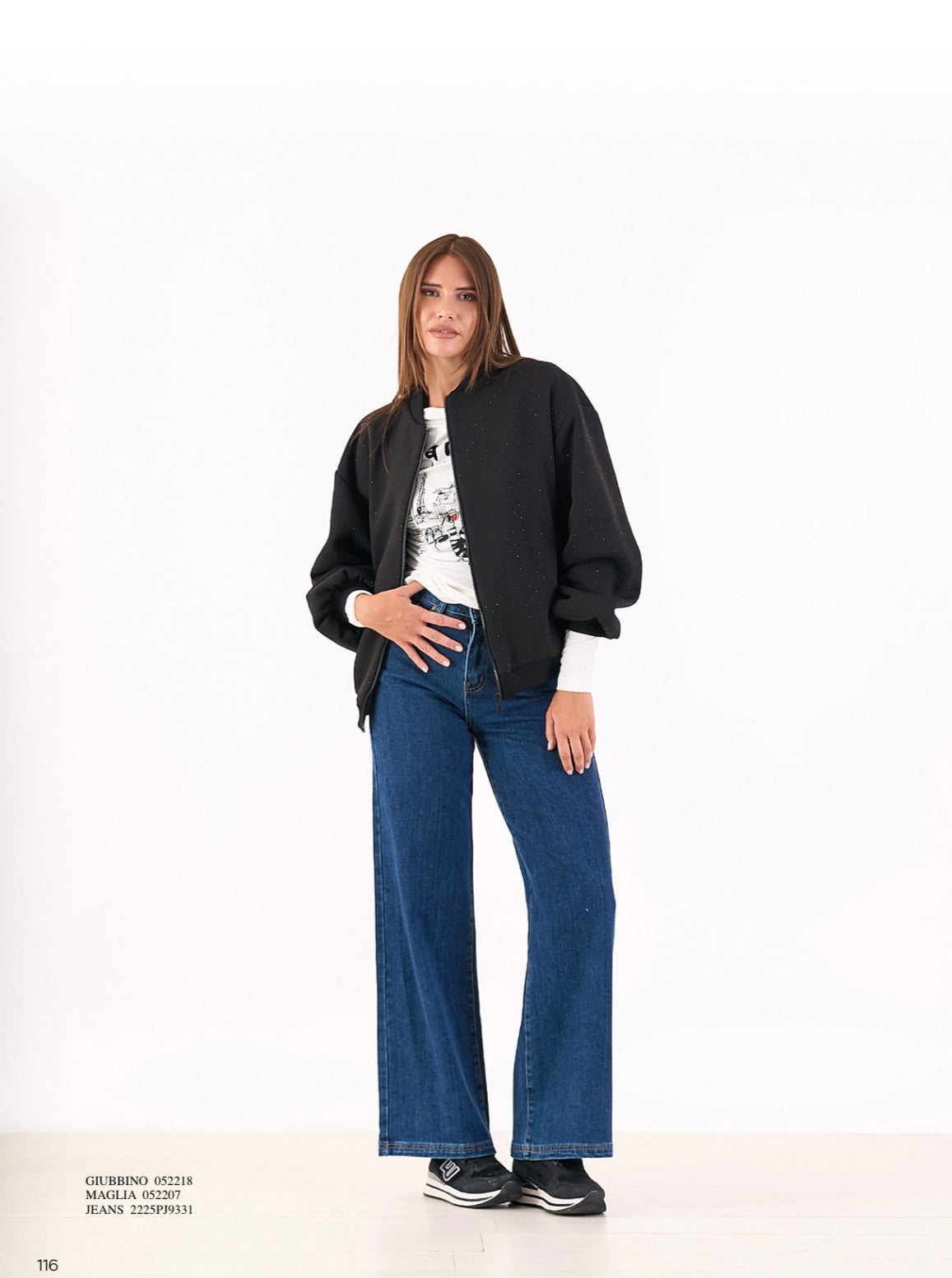 Giubbino/felpa con lampo e applicazioni strass oversize