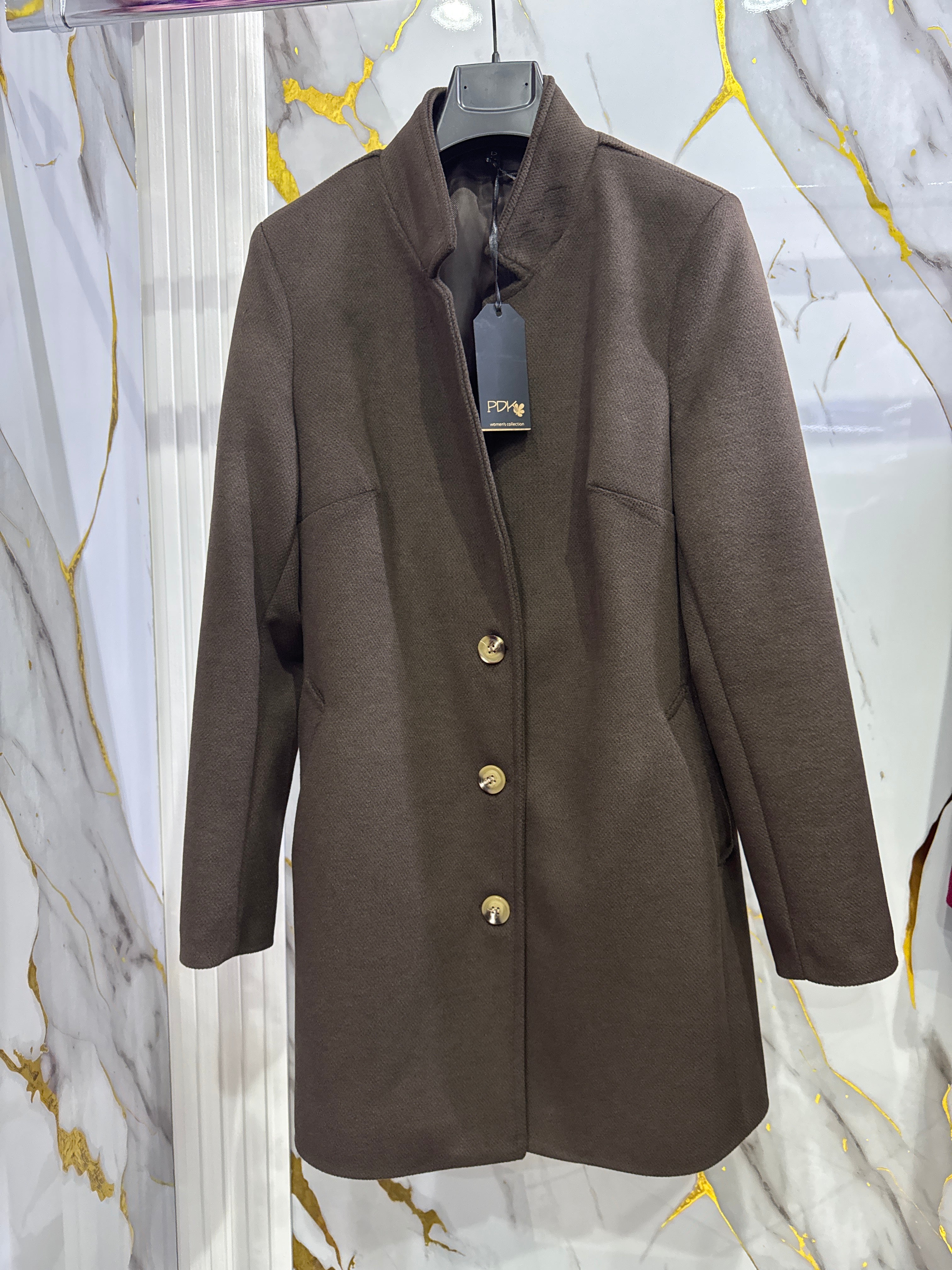 Cappotto Pdk tessuto morbido monopetto moro