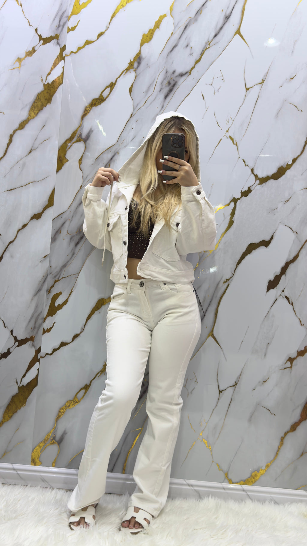 Pantalone jeans Pdk bianco a palazzo  elasticizzato