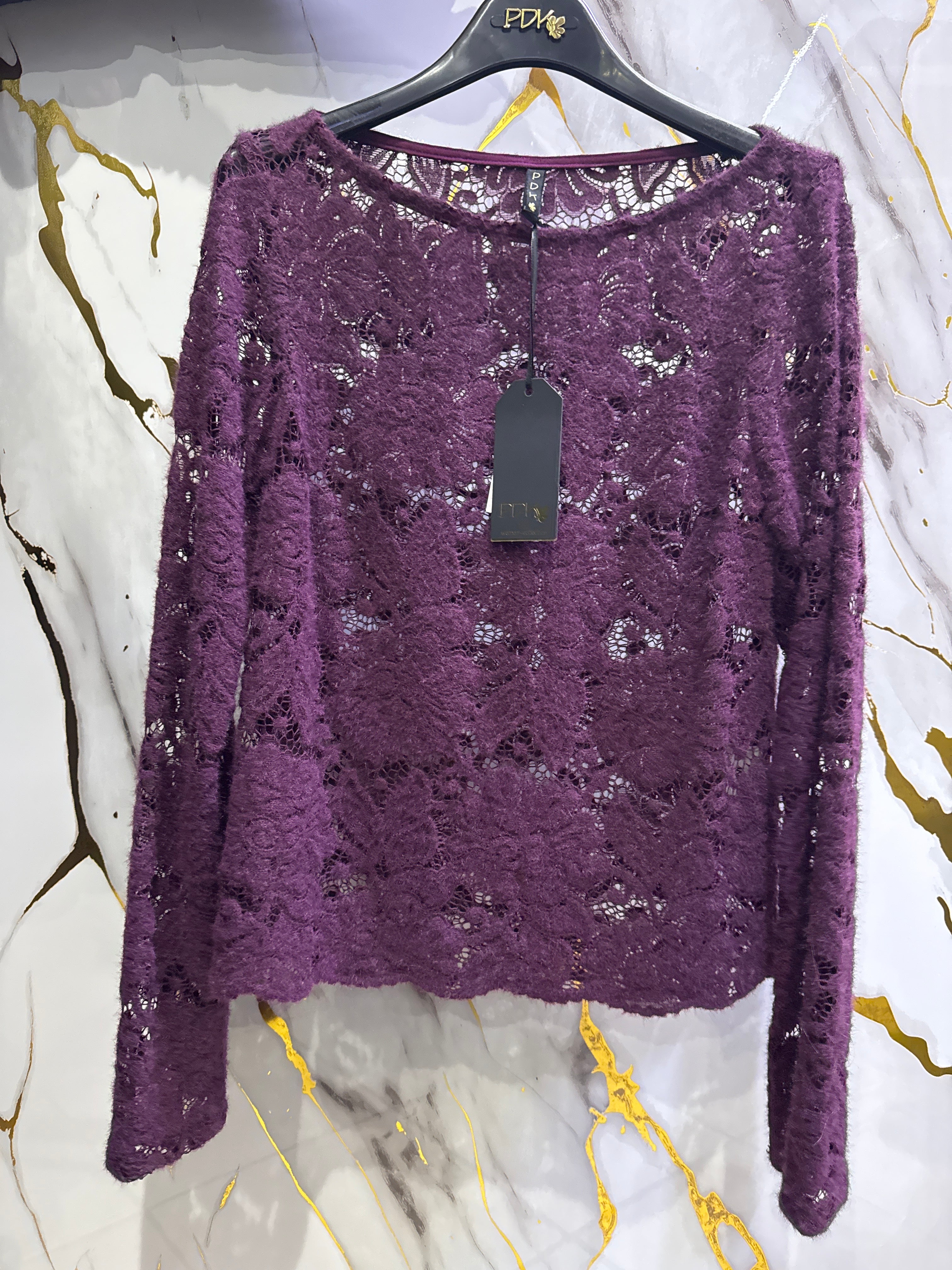 Blusa in macramé Pdk Borgogna