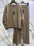 Coordinato oversize Pdk elasticizzato felpa con applicazioni e Pantone a palazzo
