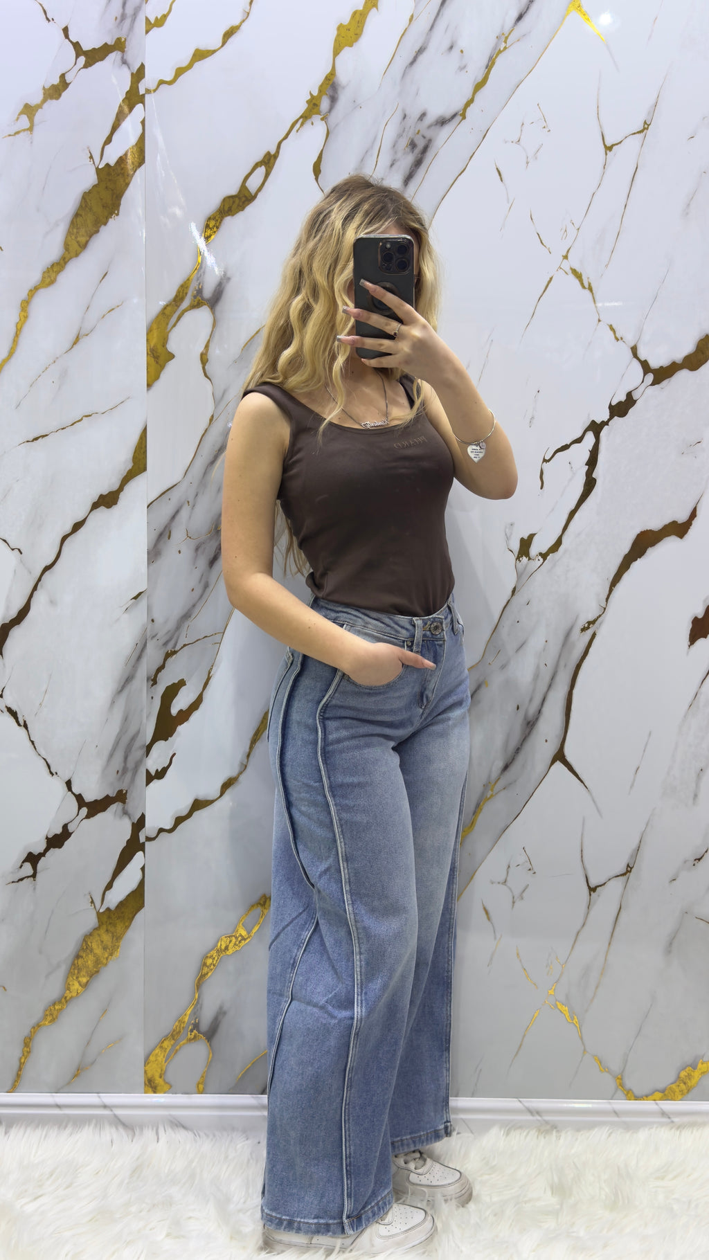 Jeans a palazzo Pdk con doppia cucitura laterale semi elasticizzato