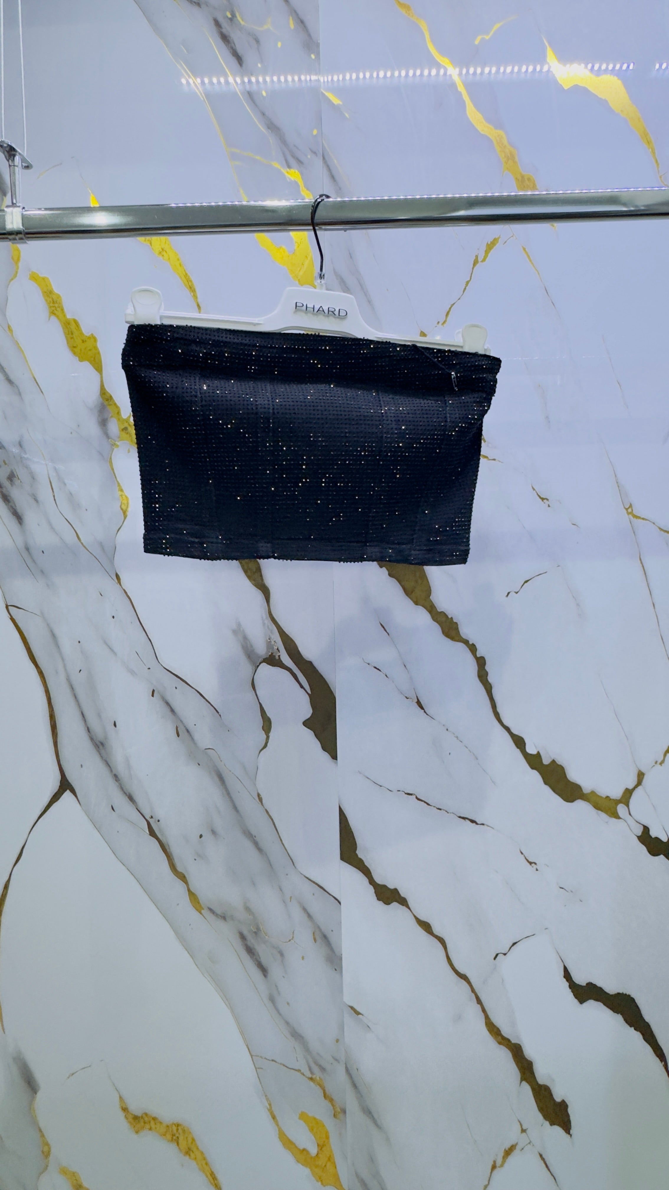 Coordinato gonna e top 2 pezzi in jeans e strass