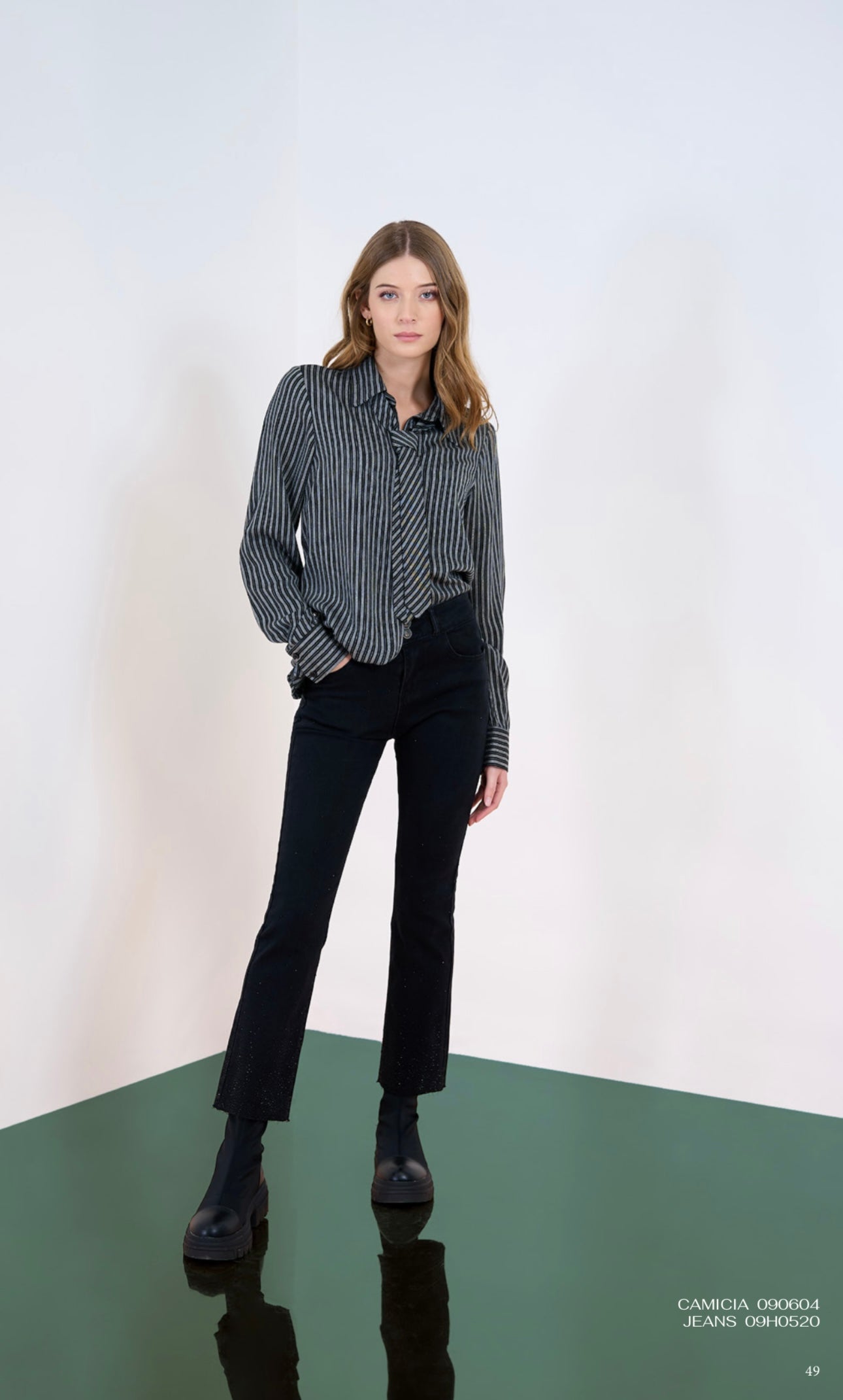 Camicia Phard grigio con righe tessuto Lurex