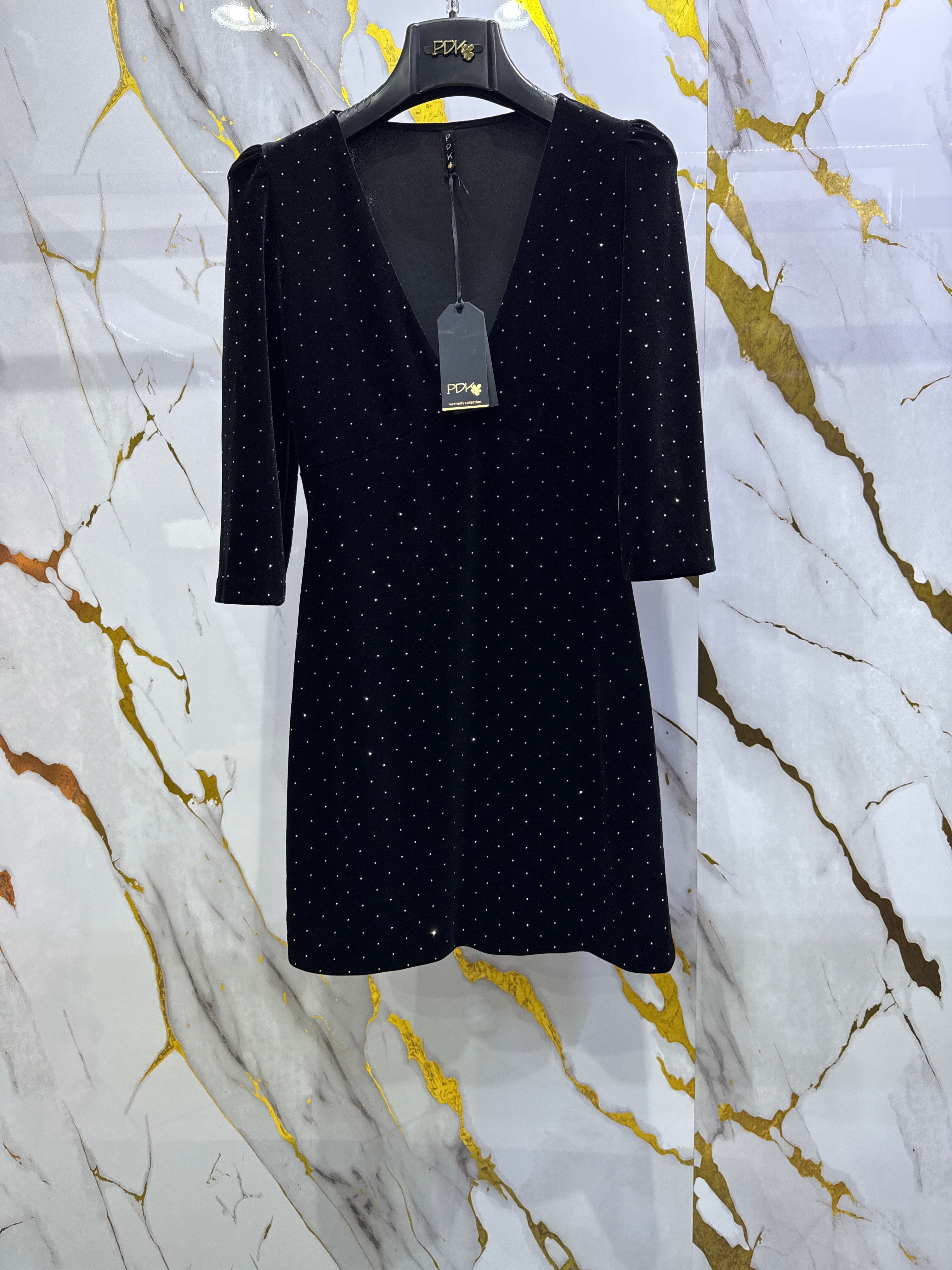 Abito corto in velluto con applicazioni Pdk