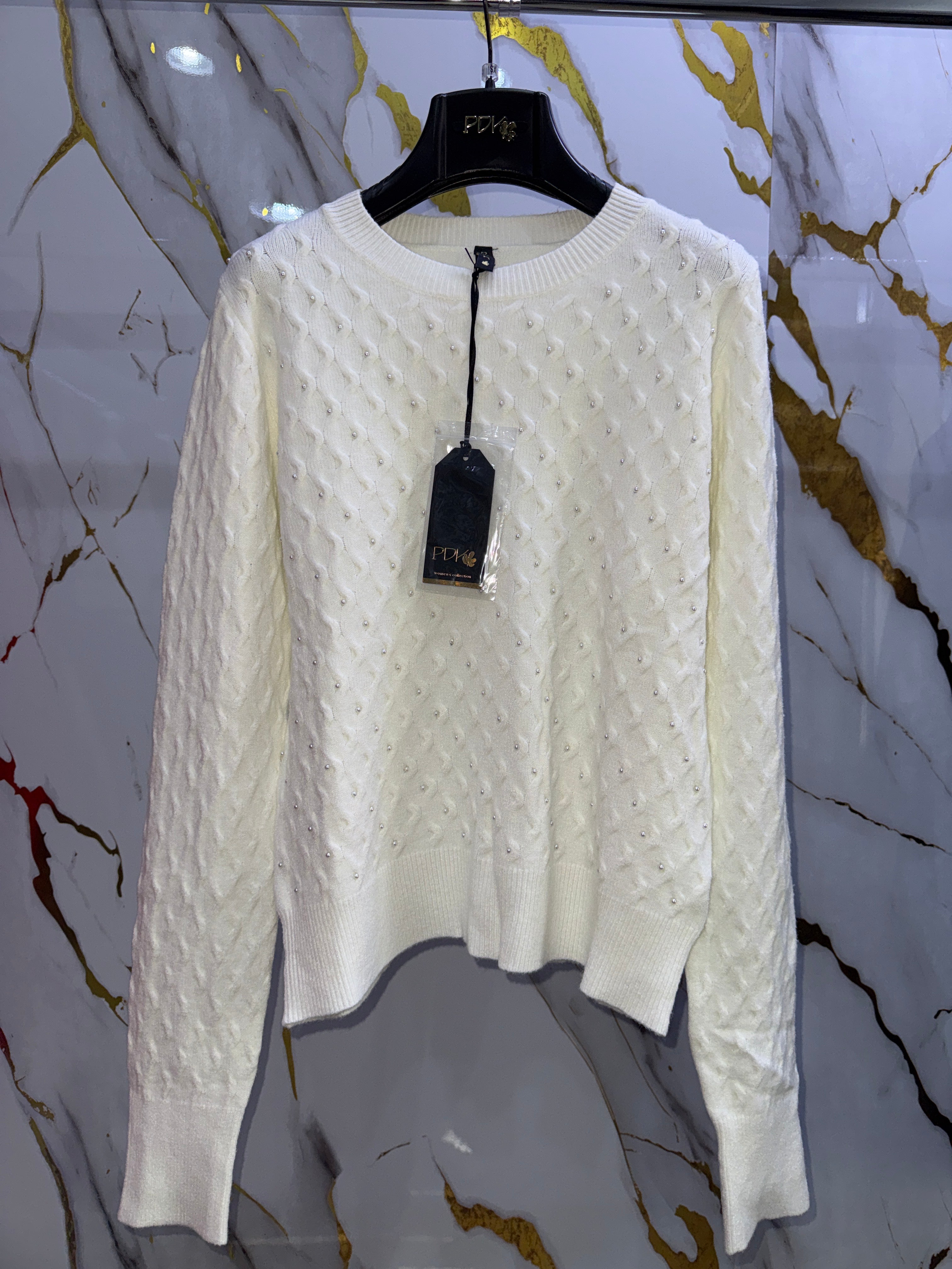 Maglione Pdk con applicazioni di perline super morbido