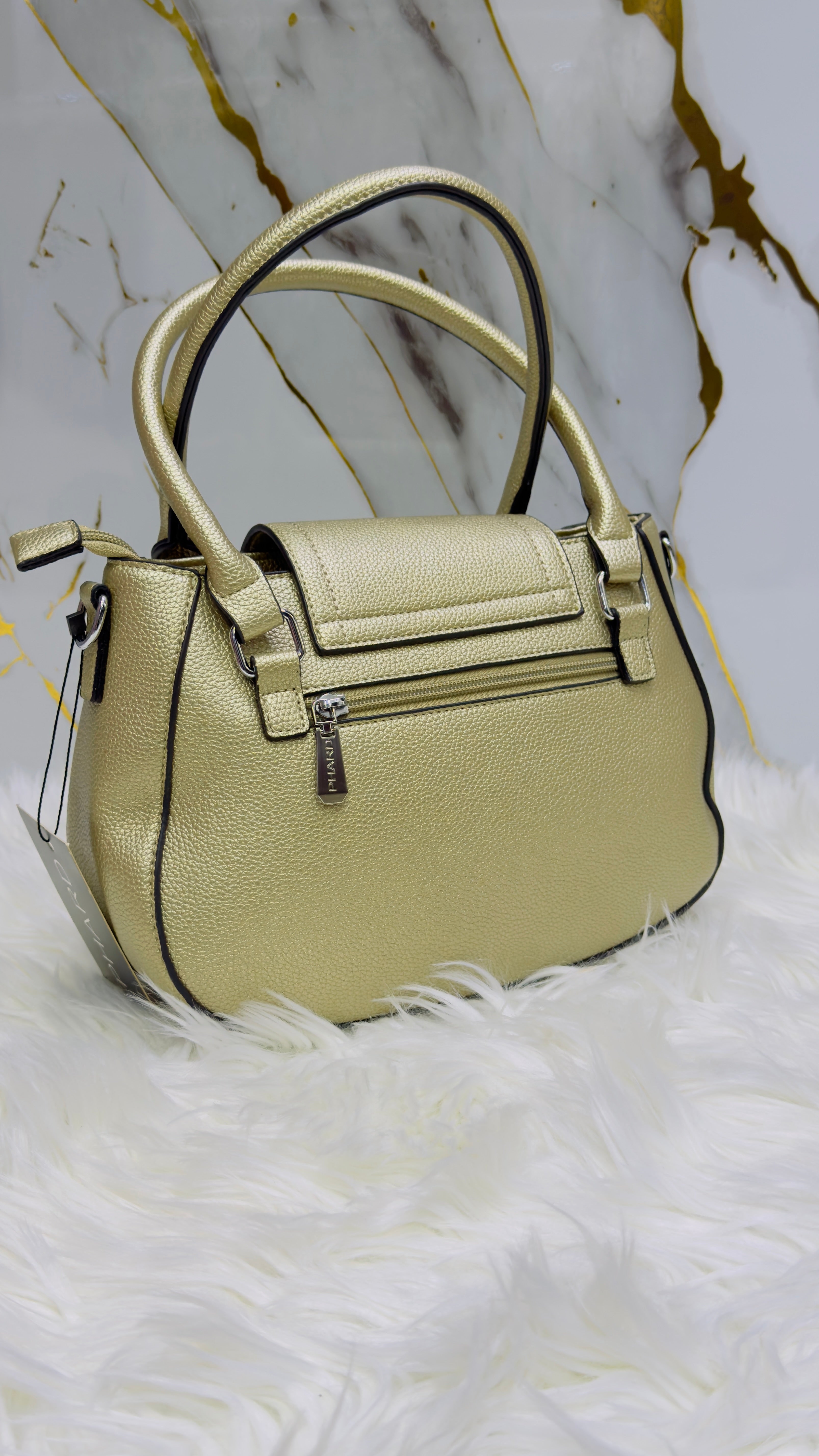 Borsa Phard in ecopelle oro satinato misura media
