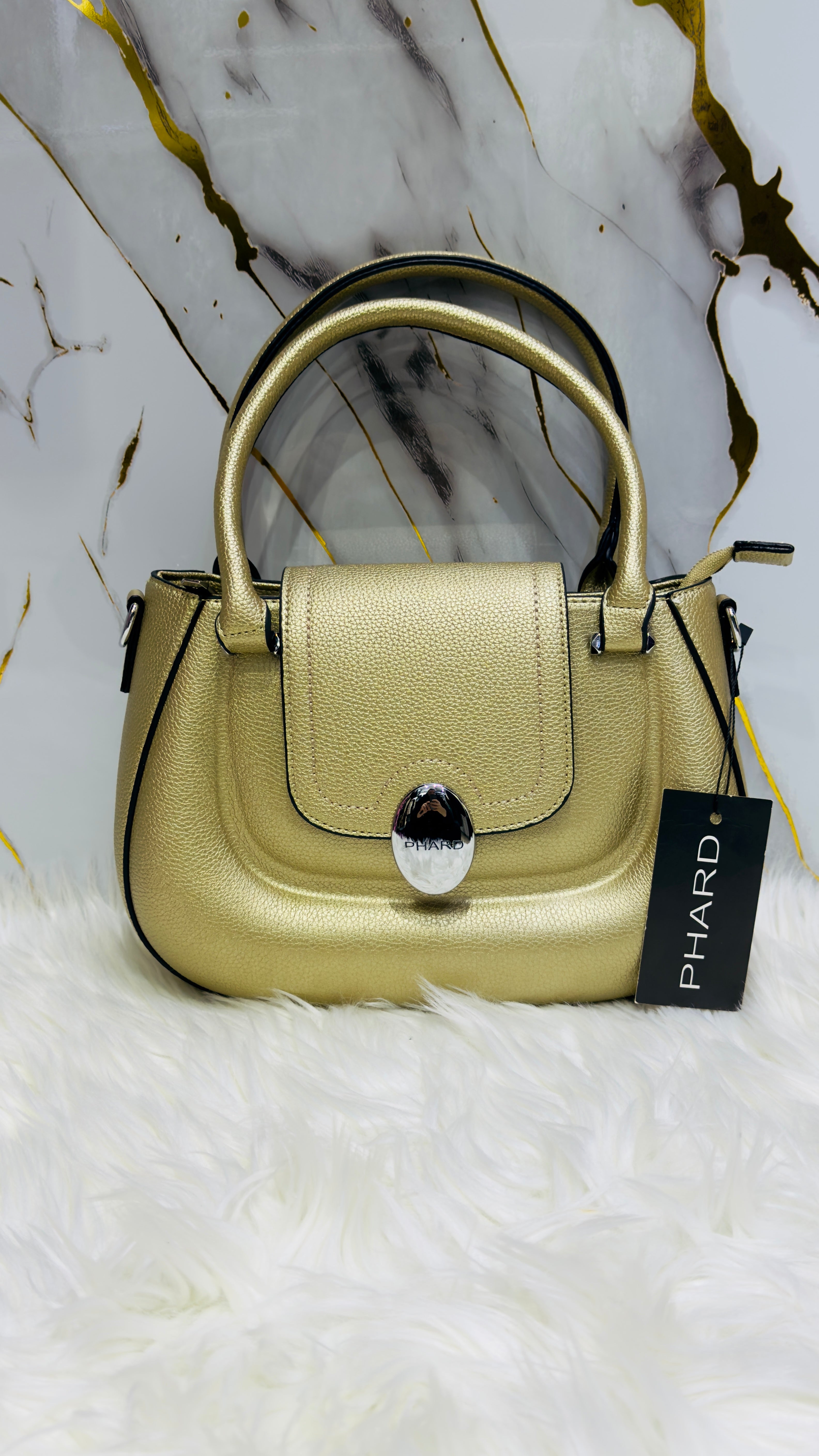 Borsa Phard in ecopelle oro satinato misura media