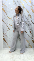 Tailleur pdk tessuto fluido con dettagli in raso