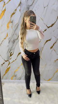 Jeans skinny Top push up nero carteggiato elasticizzato
