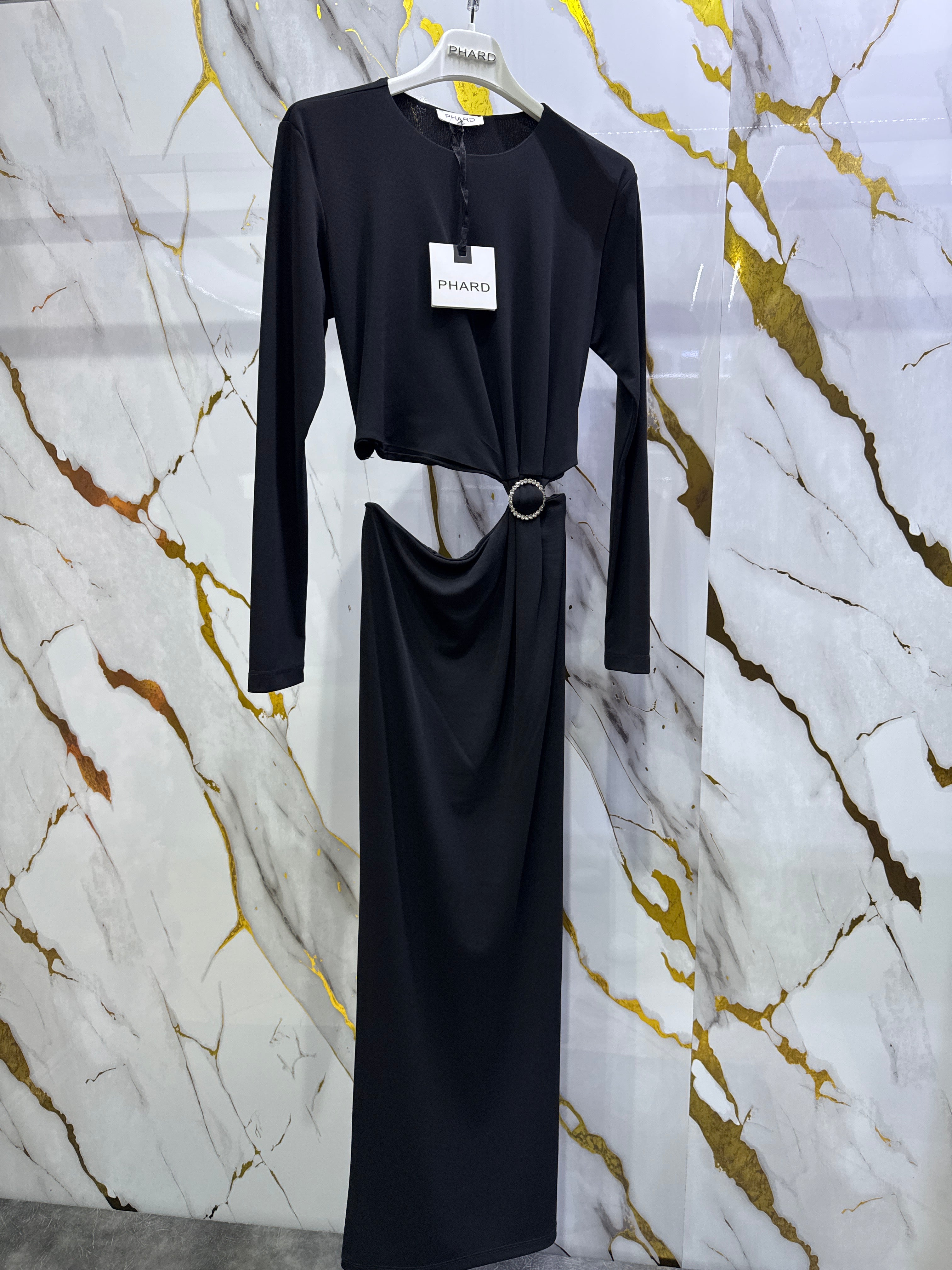 Abito in Lycra con fibbia di strass Phard