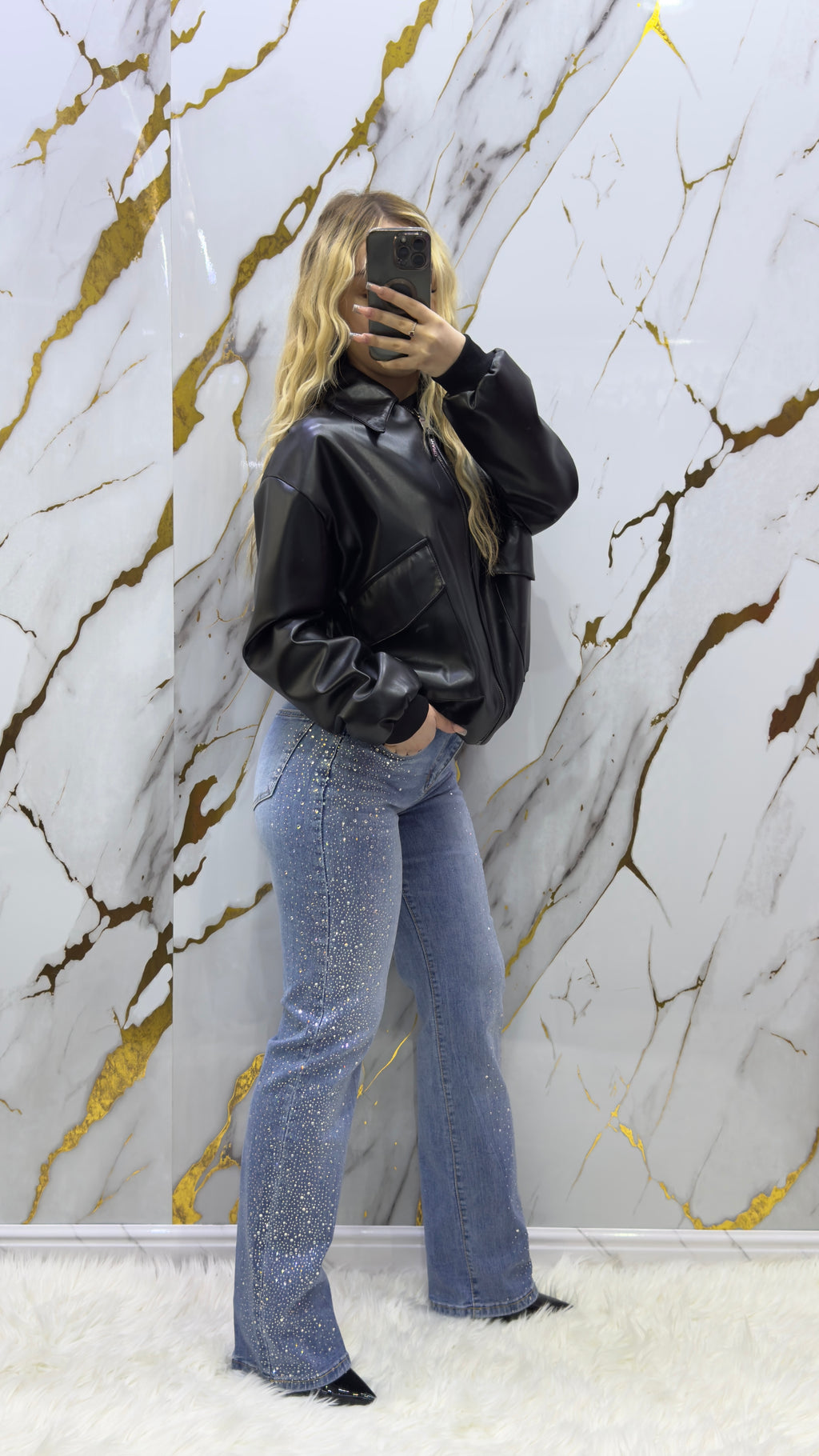 Jeans Pdk diritto con applicazioni strass sui lati