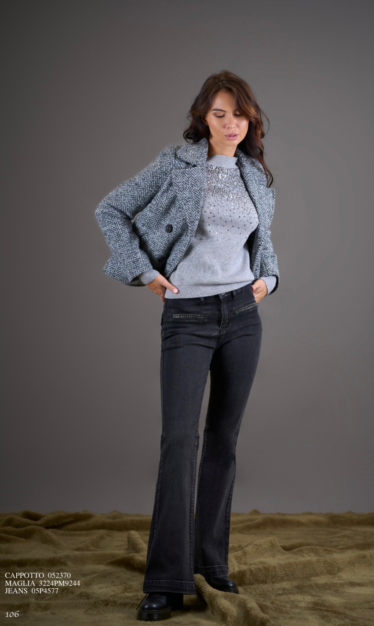 Cappotto corto Pdk spigato grigio doppio petto