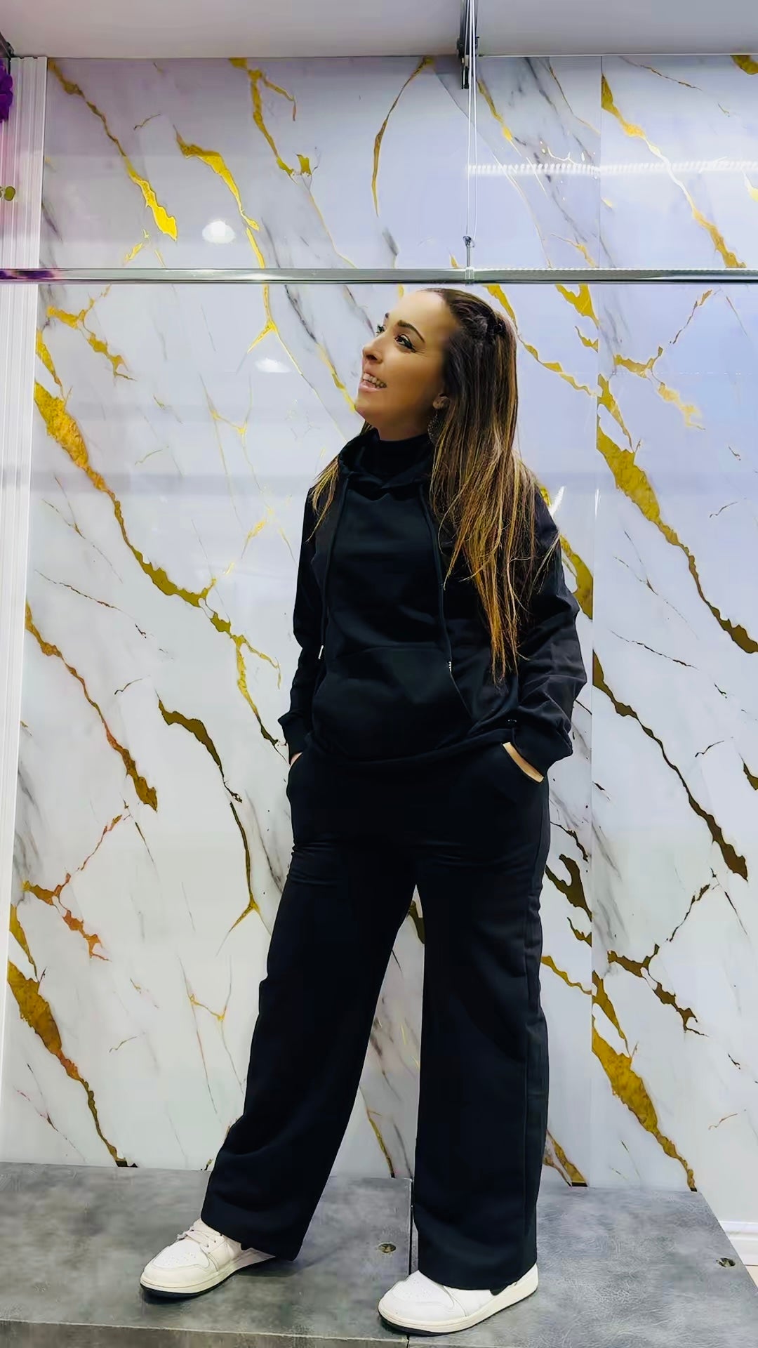 Coordinato sportivo 2 pezzi Pdk felpa e pantalone a palazzo